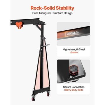Vevor Gantry Crane Adjustable 5000 lbs Portable Shop Lift Hoist New