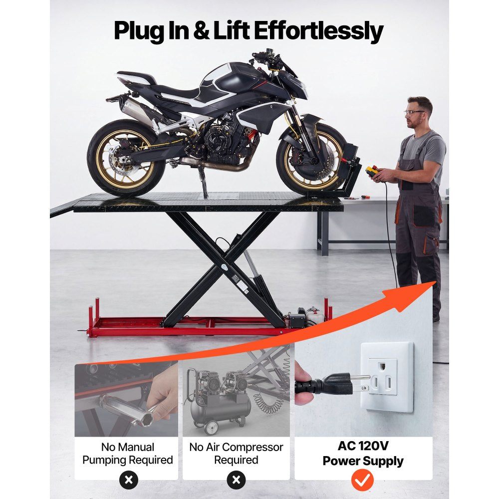 Vevor Motorcycle Lift Table Electric Hydraulic 1500 lbs ATV Dirt Bike Repair Stand New