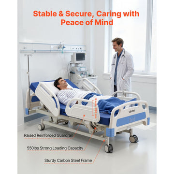 Vevor Hospital Bed Premium 5-Function Full Electric ICU Medical Bed with Mattress New