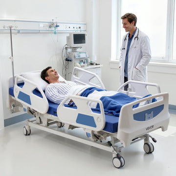 Vevor Hospital Bed Premium 5-Function Full Electric ICU Medical Bed with Trendelenburg, Reverse Trendelenburg & 5" Casters New