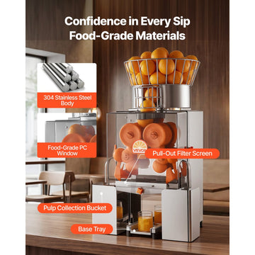 Vevor Commercial Orange Juicer Automatic Electric Citrus Squeezer New