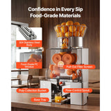 Vevor Commercial Orange Juicer Automatic Citrus Extractor 120W Stainless Steel New