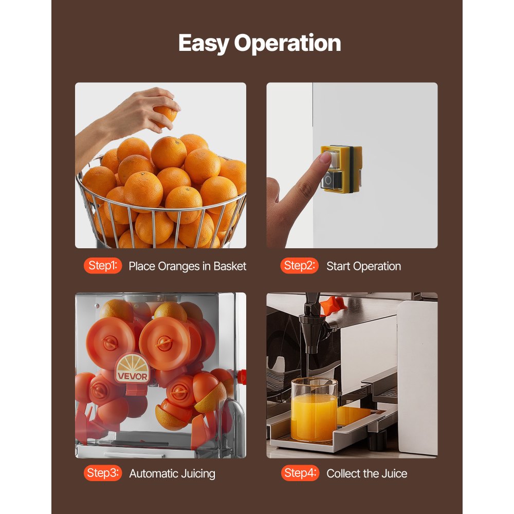 Vevor Commercial Orange Juicer Automatic Citrus Extractor 120W Stainless Steel New