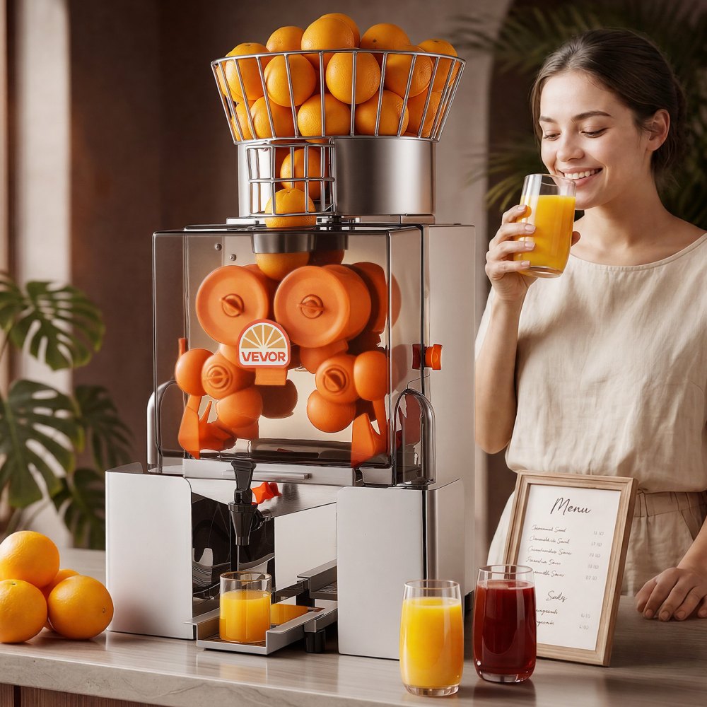 Vevor Commercial Orange Juicer Automatic Citrus Extractor 120W Stainless Steel New