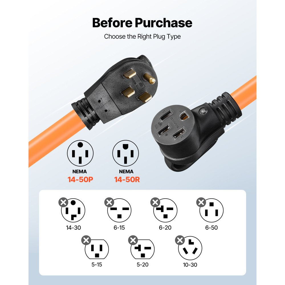 Vevor RV Extension Cord 50A 75' 125V/250V 7500W Heavy Duty for Camper Trailer New