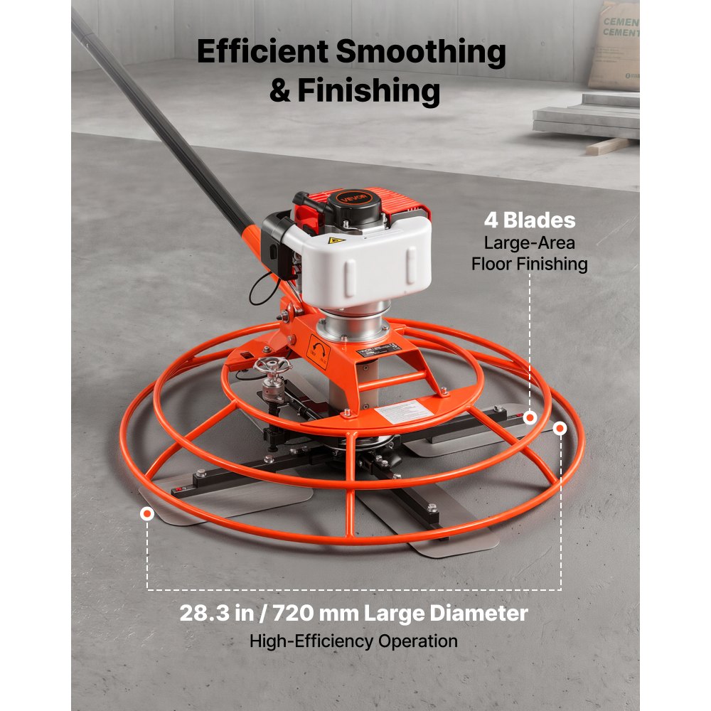 Vevor Power Trowel 28.35" Gas-Powered Walk-Behind Concrete Finishing Machine New
