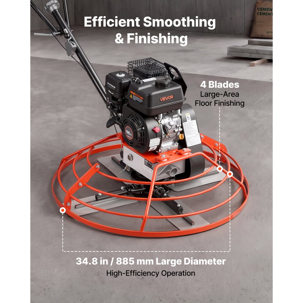 Vevor Power Trowel 34.8" Gas-Powered Walk-Behind Concrete Finishing Machine New