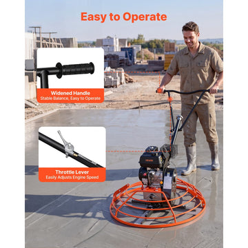 Vevor Power Trowel 34.8" Gas-Powered Walk-Behind Concrete Finishing Machine New