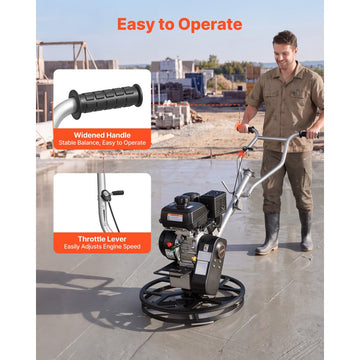 Vevor Power Trowel 24" Concrete Finishing Machine with Float Pan, 7 HP Kohler Engine, 4 Blades, Adjustable Pitch, Gas-Powered Walk-Behind New