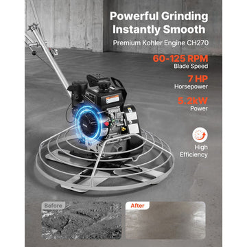 Vevor Power Trowel 38" Concrete Finishing Machine with Float Pan New