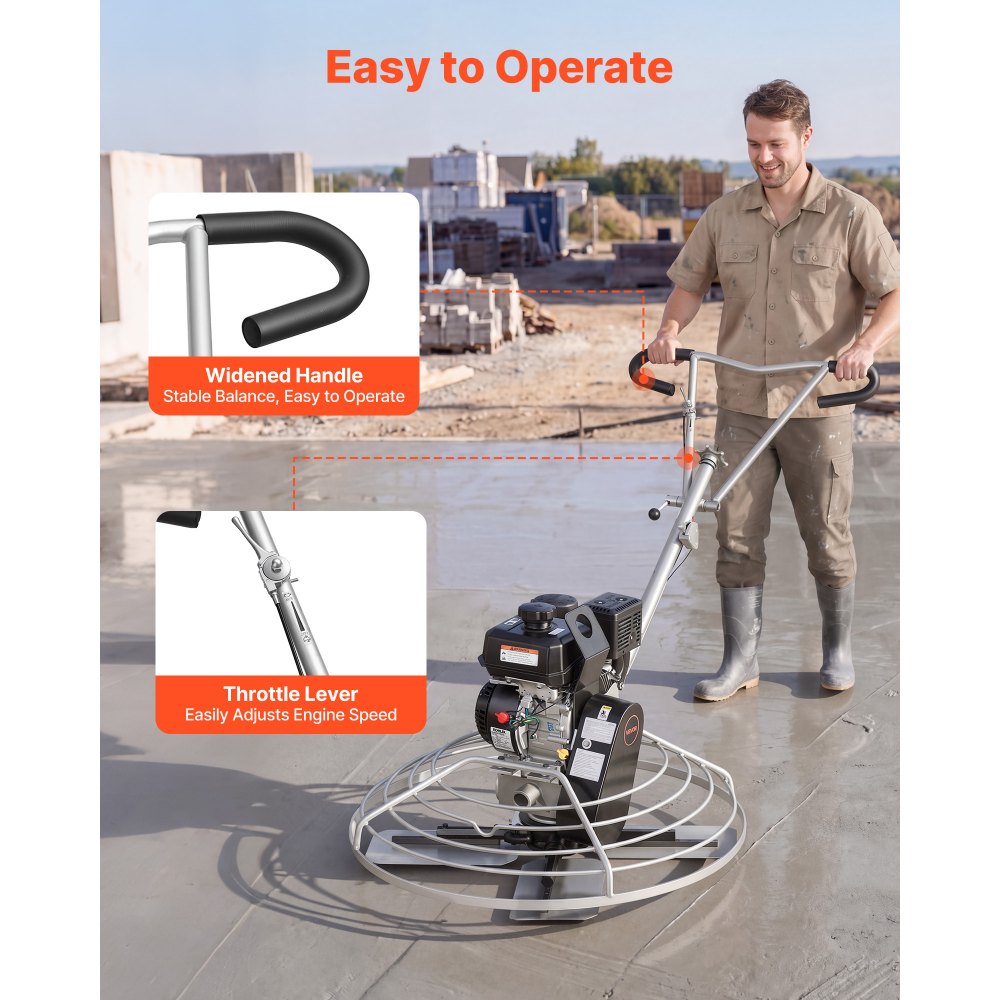 Vevor Power Trowel 38" Concrete Finishing Machine with Float Pan New
