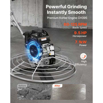 Vevor Power Trowel 46" Concrete Finishing Machine with Float Pan New
