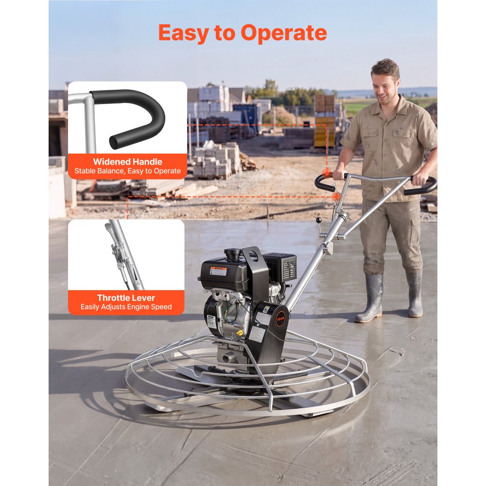 Vevor Power Trowel 46" Concrete Finishing Machine with Float Pan New