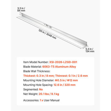 Vevor Concrete Screed Blade 10' Aluminum Alloy Leveling Tool New