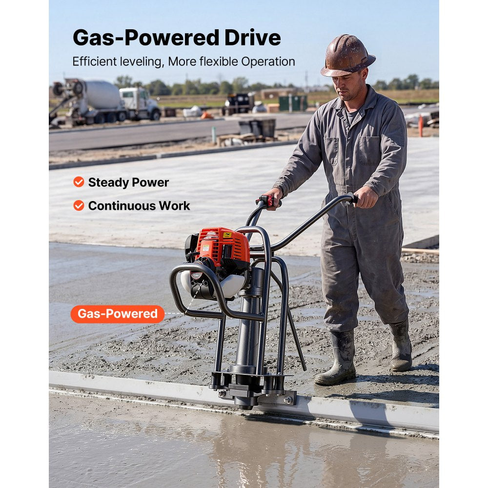 Vevor Concrete Power Screed Gas-Powered Leveling Tool 12' Aluminum Board 1.16HP 4-Stroke New