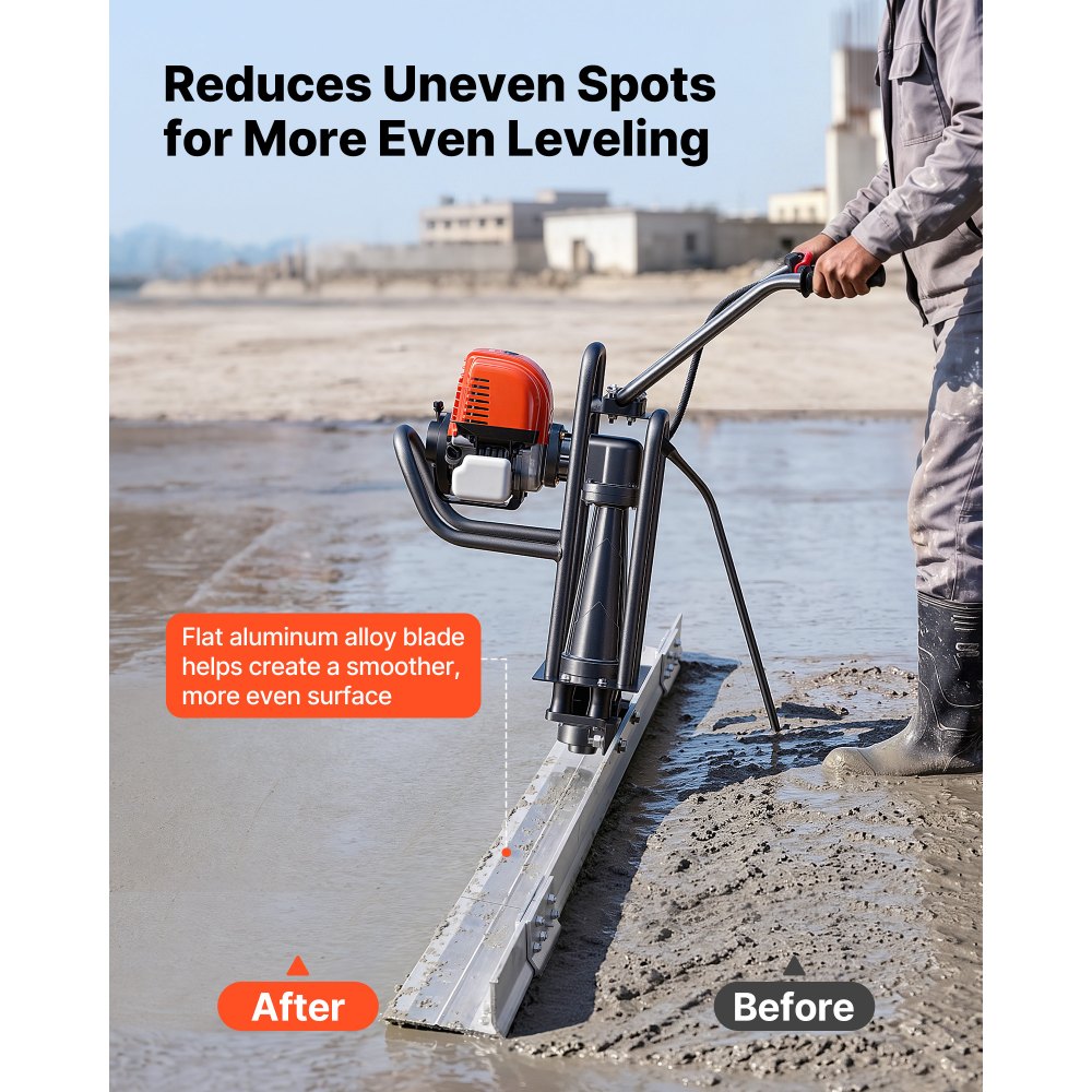 Vevor Concrete Power Screed Gas-Powered Leveling Tool 12' Aluminum Board 1.16HP 4-Stroke New