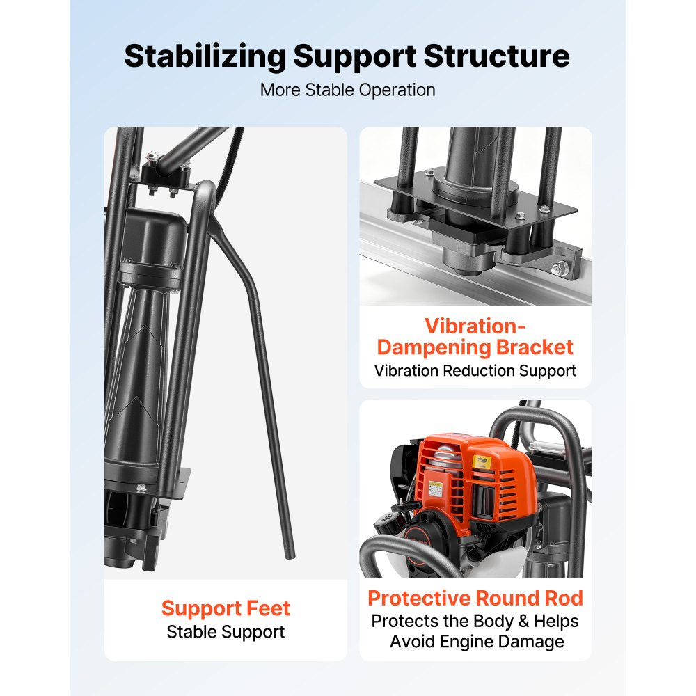 Vevor Concrete Power Screed Gas-Powered Leveling Tool 12' Aluminum Board 1.16HP 4-Stroke New