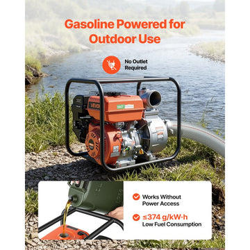 Vevor Water Pump 4" 422 GPM 8.3HP Semi Trash Gas Powered Transfer Pump New