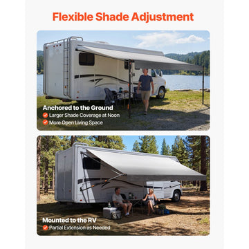 Vevor RV Awning Manual Retractable Complete Kit 18.12' Gradient Black New
