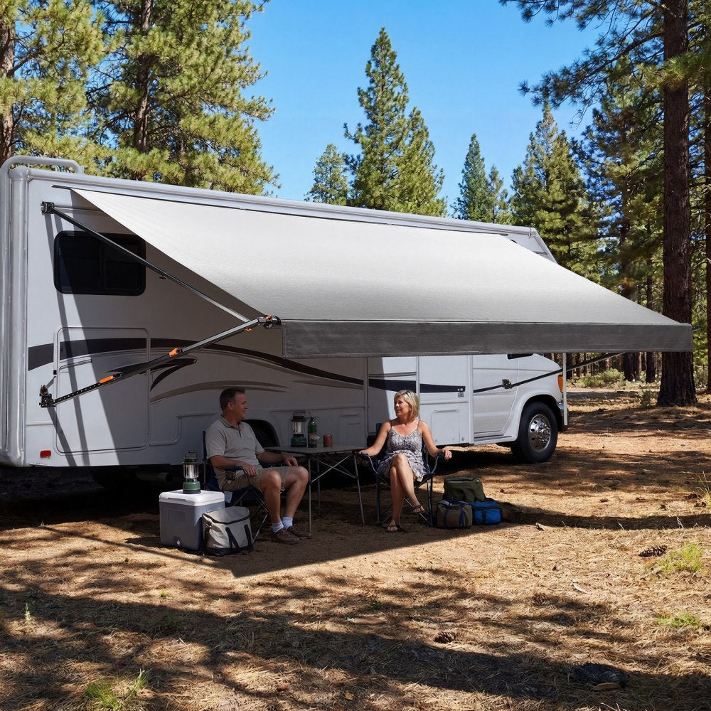 Vevor RV Awning Manual Retractable Complete Kit 18.12' Gradient Black New