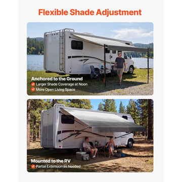 Vevor Manual Retractable RV Awning Complete Kit 14.12' Gradient Black New