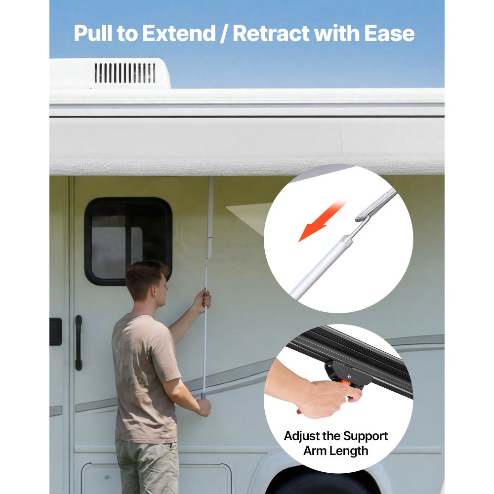 Vevor Manual Retractable RV Awning Complete Kit 14.12' Gradient Black New