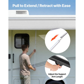 Vevor Manual Retractable RV Awning Complete Kit 14.12' Gradient Black New