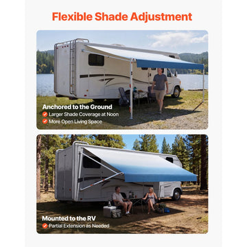 Vevor RV Awning Manual Retractable 15.12' Gradient Blue Complete Kit New