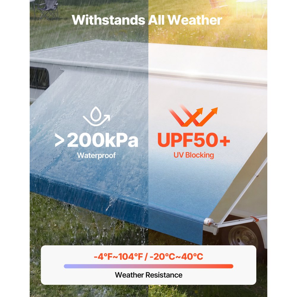 Vevor RV Awning Manual Retractable 15.12' Gradient Blue Complete Kit New