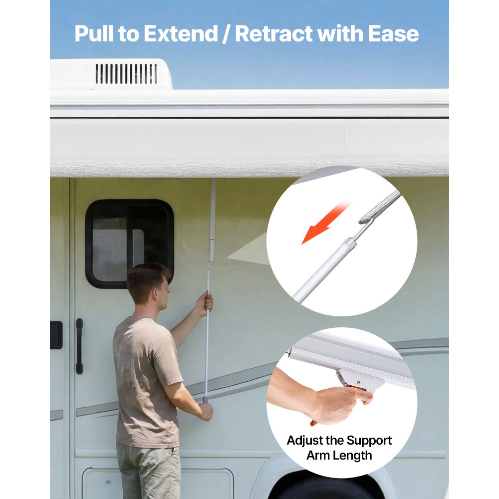 Vevor RV Awning Manual Retractable 15.12' Gradient Blue Complete Kit New