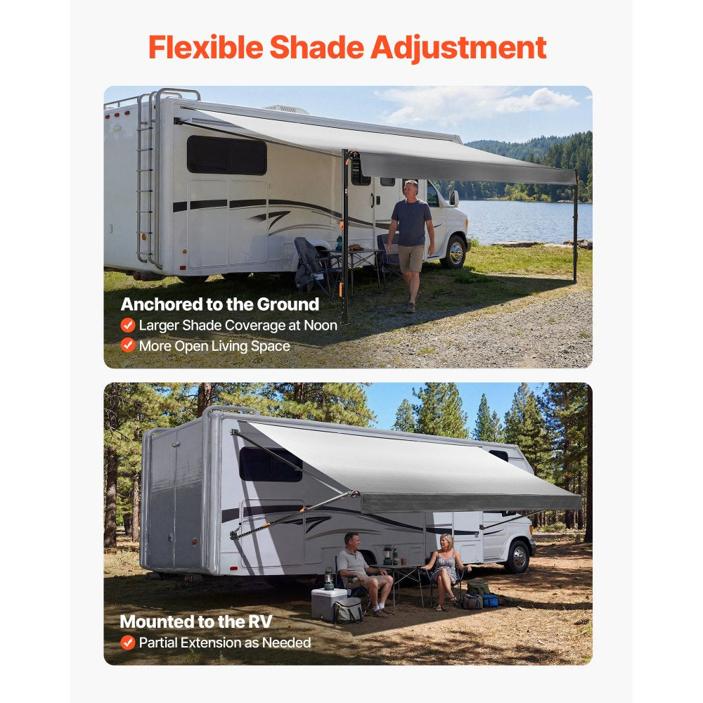 Vevor RV Awning Manual Retractable Complete Kit 20.12' Gradient Black New