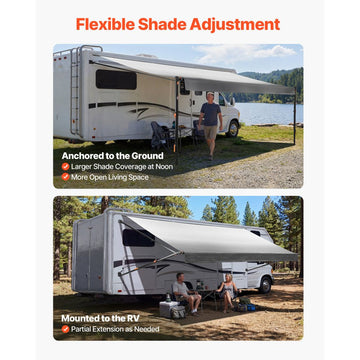 Vevor RV Awning Manual Retractable Complete Kit 20.12' Gradient Black New