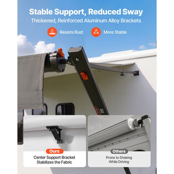Vevor RV Awning Manual Retractable Complete Kit 20.12' Gradient Black New