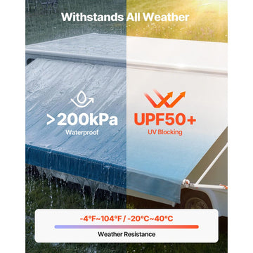 Vevor RV Awning Manual Retractable Complete Kit 20.12' Gradient Blue New