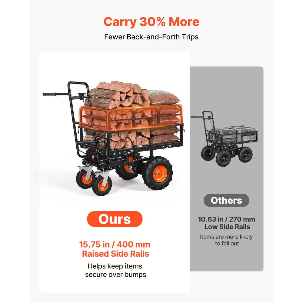 Vevor Utility Cart Electric 500W Battery-Powered Garden Wagon 660 lbs 4-Wheel New