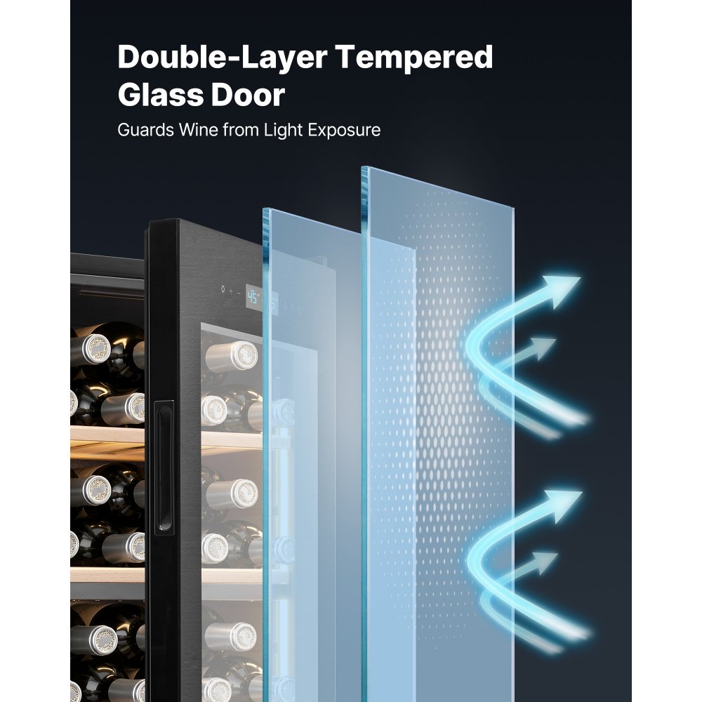 Vevor Wine Cooler Refrigerator 32-Bottle Dual Zone Freestanding Glass Door New