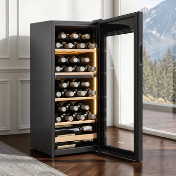 Vevor Wine Cooler Refrigerator 32-Bottle Dual Zone Freestanding Glass Door New