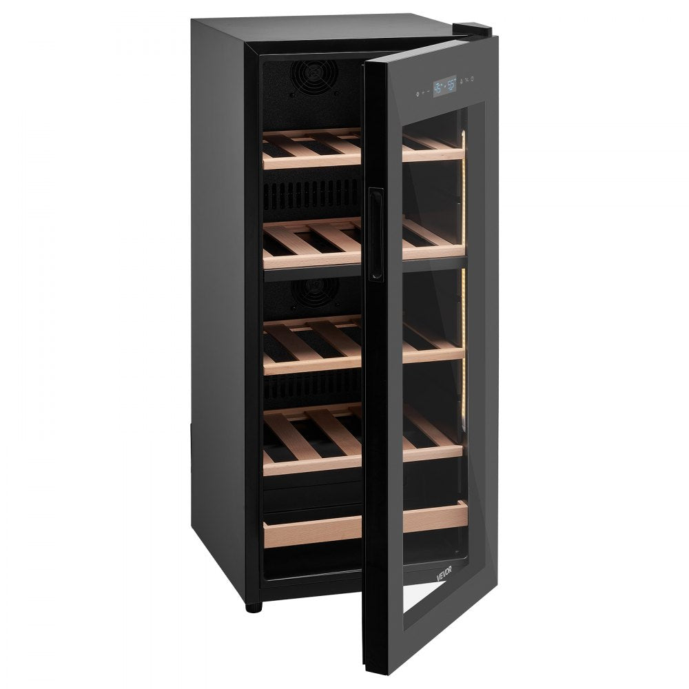 Vevor Wine Cooler Refrigerator 32-Bottle Dual Zone Freestanding Glass Door New