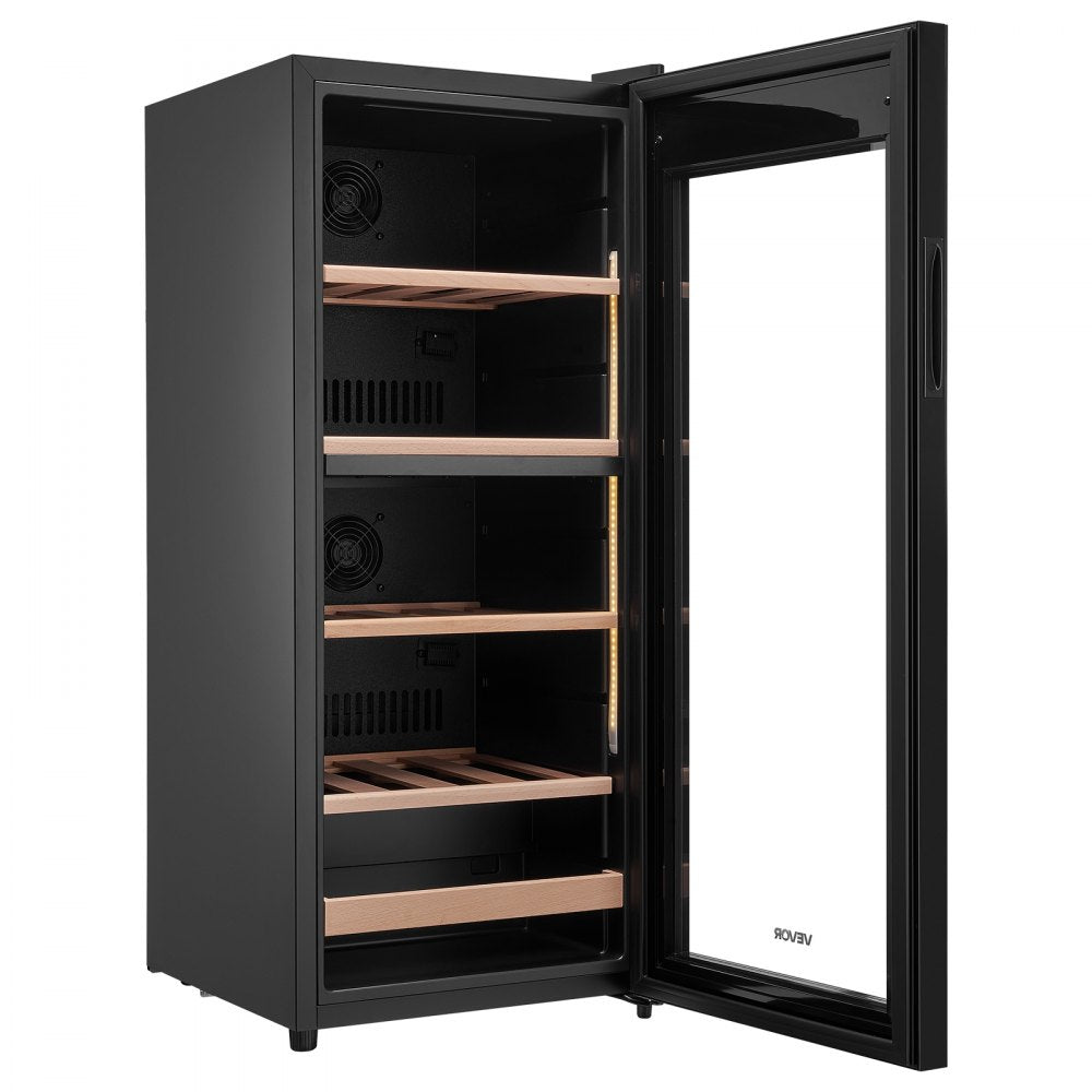 Vevor Wine Cooler Refrigerator 32-Bottle Dual Zone Freestanding Glass Door New