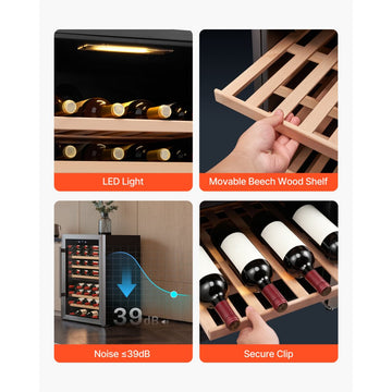 Vevor Wine Cooler 52-Bottle Dual Zone Freestanding Wine Fridge New
