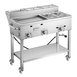 Vevor Propane Griddle Outdoor 3-Burner Stainless Steel Cart with Food Warming Pans New
