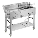 Vevor Frying Cart Outdoor Propane Fryer & Griddle Combo with 3 Burners, Wheels, 2 Fryer Baskets & 3 Food Pans New