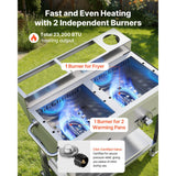 Vevor Deep Fryer Outdoor Propane Frying Cart with 2 Burners and Warming Pans New