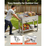 Vevor Deep Fryer Outdoor Propane Frying Cart with 2 Burners and Warming Pans New
