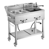Vevor Deep Fryer Outdoor Propane Frying Cart with 2 Burners and Warming Pans New