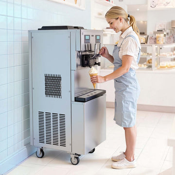 Vevor Commercial Ice Cream Machine Dual-Compressor Freestanding Soft Serve Maker 34-44 L/H 3 Flavors New