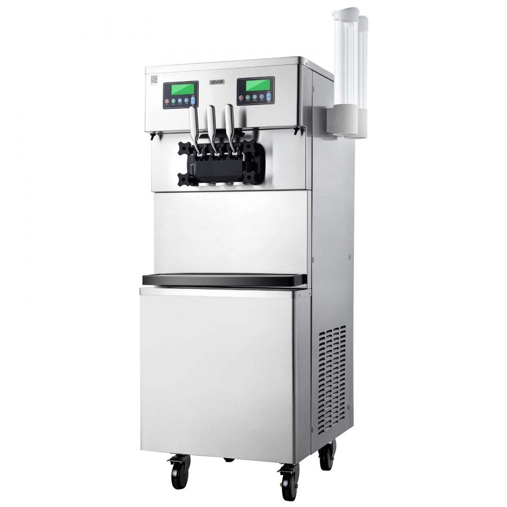 Vevor Commercial Ice Cream Machine Dual-Compressor Freestanding Soft Serve Maker 34-44 L/H 3 Flavors New