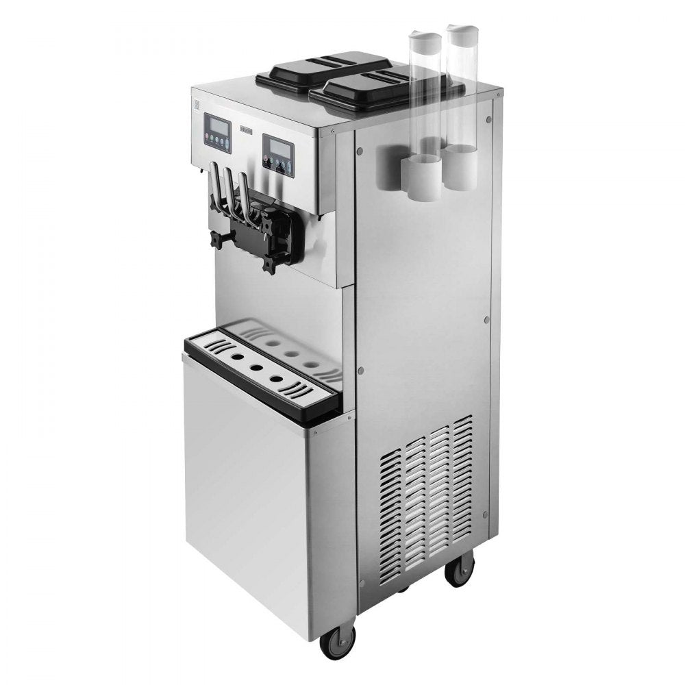 Vevor Commercial Ice Cream Machine Dual-Compressor Freestanding Soft Serve Maker 34-44 L/H 3 Flavors New