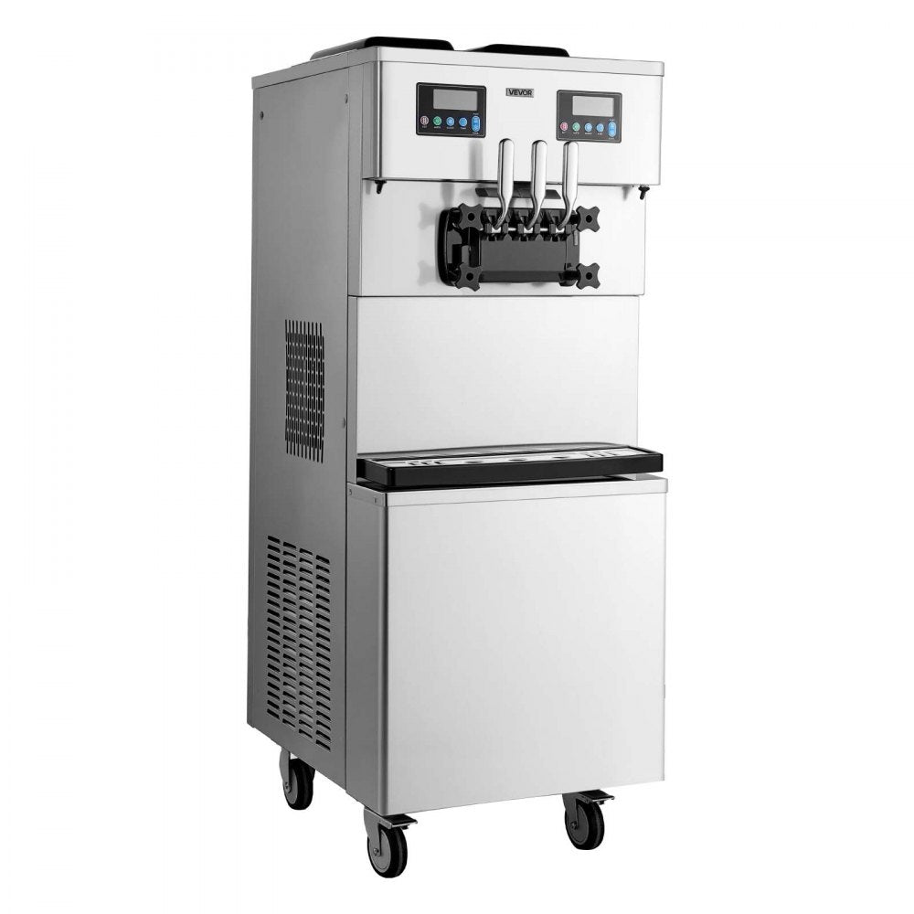 Vevor Commercial Ice Cream Machine Dual-Compressor Freestanding Soft Serve Maker 34-44 L/H 3 Flavors New