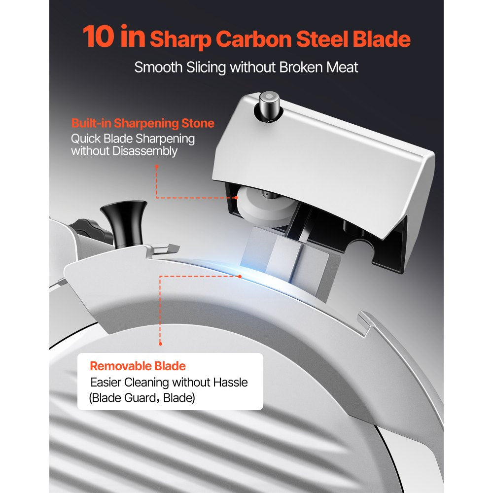 Vevor Meat Slicer Fully Automatic Commercial Food Slicer with 10" Carbon Steel Blade New